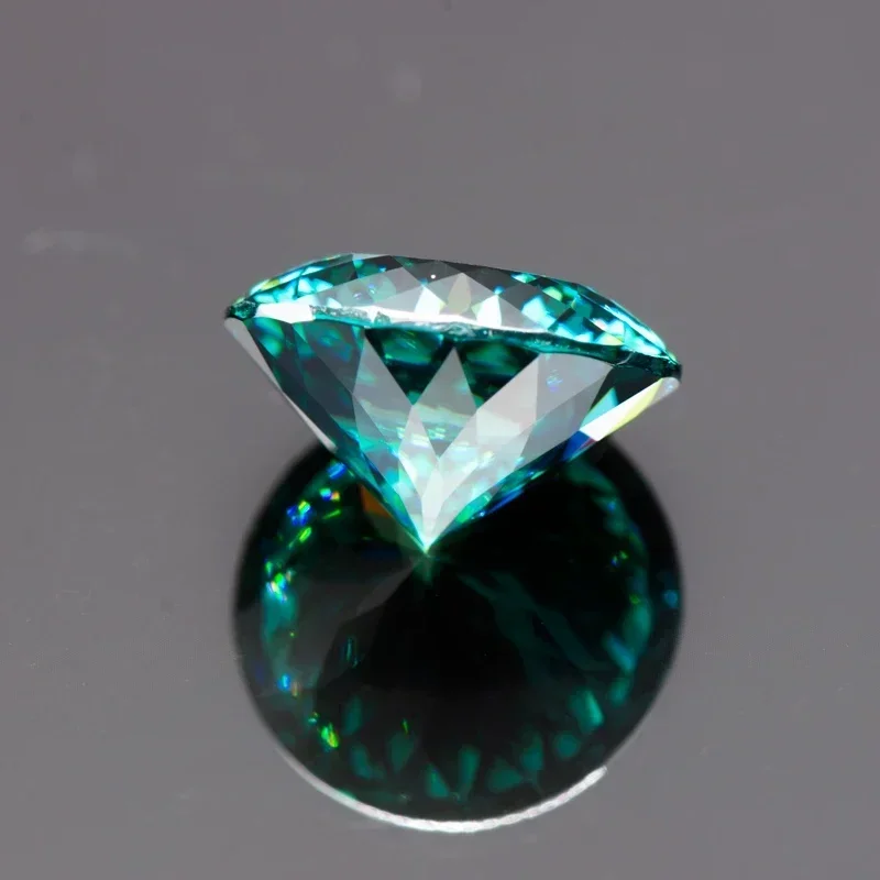 Moissanite batu 100 wajah memotong bentuk bulat warna utama hijau zamrud DIY bahan pembuatan perhiasan dengan sertifikat GRA