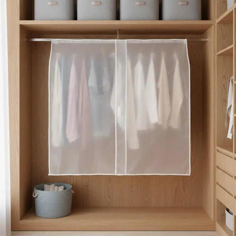 Garment Dust Cover Waterproof Transparent Fabric Washable Dustproof Cover for Travel Hanging Clothes Coat Suit Storage