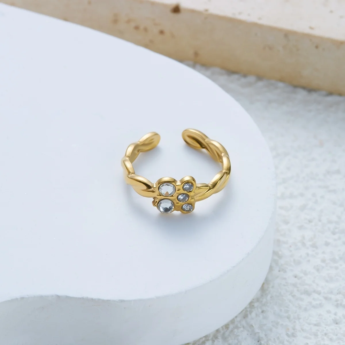 Edelstahl Natürlicher Tigerauge-Stein Wassertropfen-Hammer-Ring Breiter Ring für Damen und Herren Französischer Vintage Geometrischer Blumenring Schmuck – Detail 17