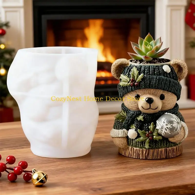 92MF Flower Pot Silicone Mold Concrete Cements Mold for DIY Pen Holders Home Decors