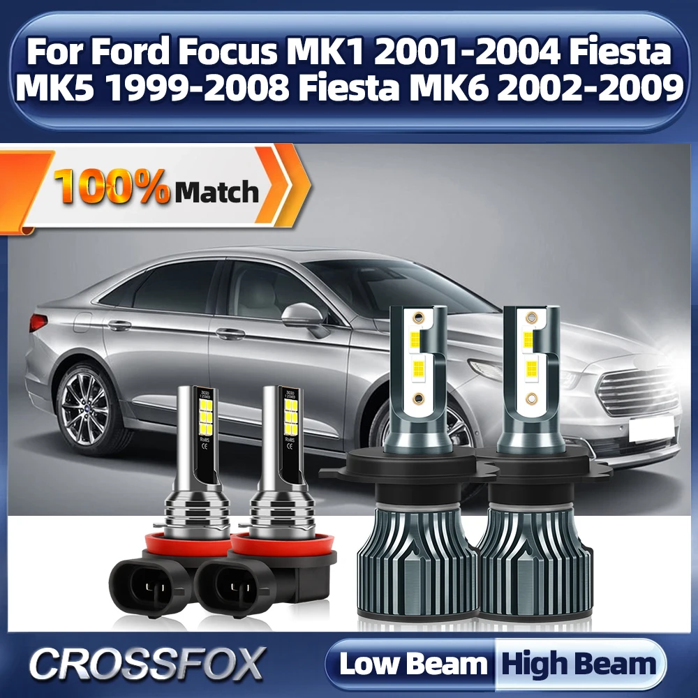 

40000LM Canbus LED Headlight Bulbs 12V Turbo Fog Lights For Ford Focus MK1 2001-2004 Fiesta MK5 1999-2008 Fiesta MK6 2002-2009