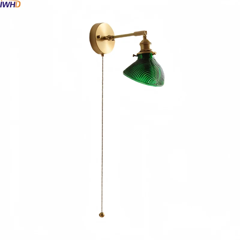 

IWHD Home Decor LED Wall Lamp Sconce Living Room Kids Room Green White Clear Glass E27 Bulb Luxury Bathroom Stair Light Wandlamp