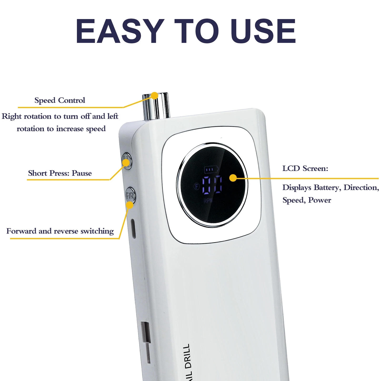 45000 U/min wiederaufladbare tragbare Nagelbohrmaschine mit elektrischem Nagelfeilenschleifer für Salon-DIY-Maniküre-Kunst