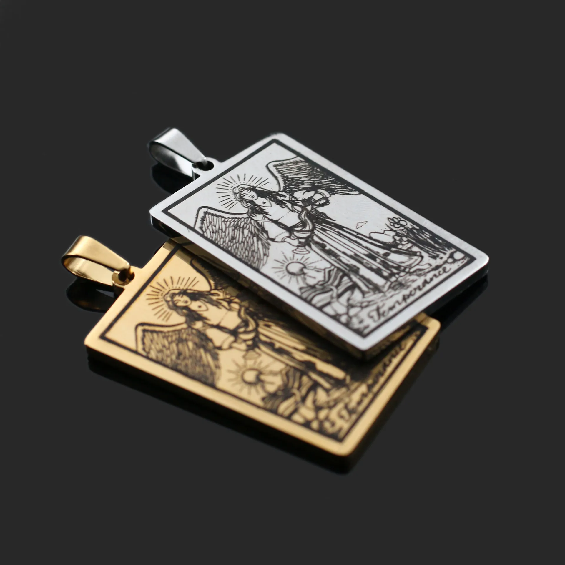 18K Gold PVD Plated Stainless Steel 22 Tarot Card Charms Pendant For Making Men Women Necklace Pendant Diy Jewelry Accessories