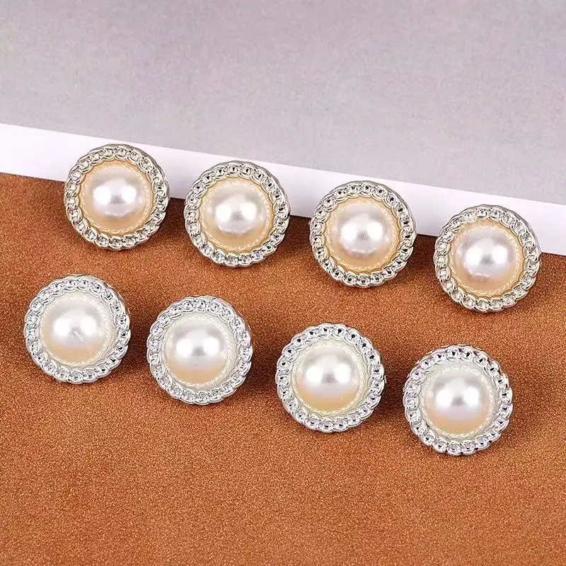 10 قطعة زهرة اللؤلؤ الذهب البلاستيك عرقوب أزرار للنساء الملابس سترة سترة اليدوية الخياطة اكسسوارات سكرابوكينغ #1