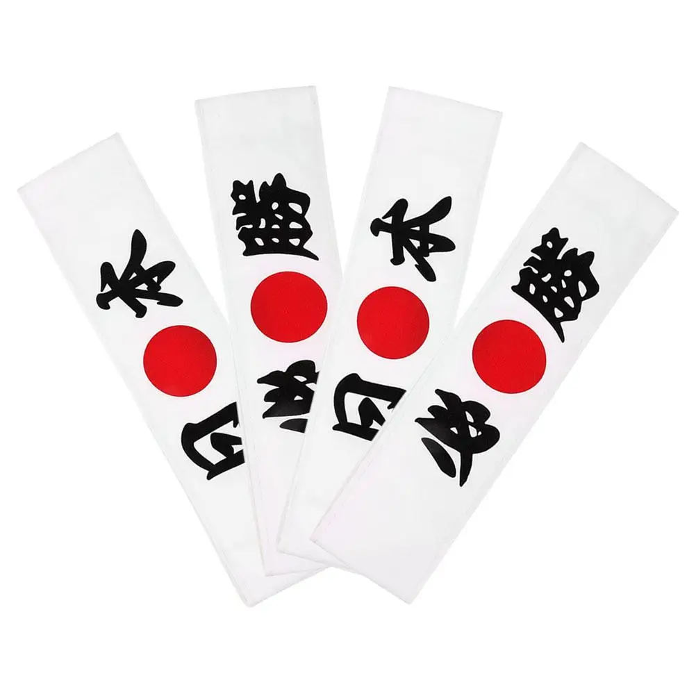 

8pcs Japanese Chef Hair Belt Bandana Headband Men Black Karate Accessories Sweat Absorbent Adjustable Size Print Cooking