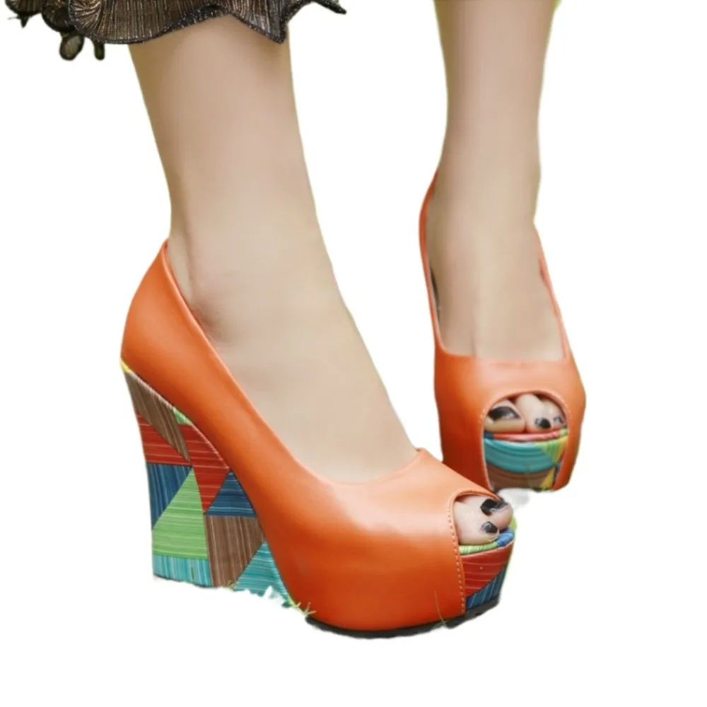 BLXQPYT Wedges Heels Sandals Women Fashion Peep Toe Party Dress Wedding Shoes Bride Platform Sandals A08