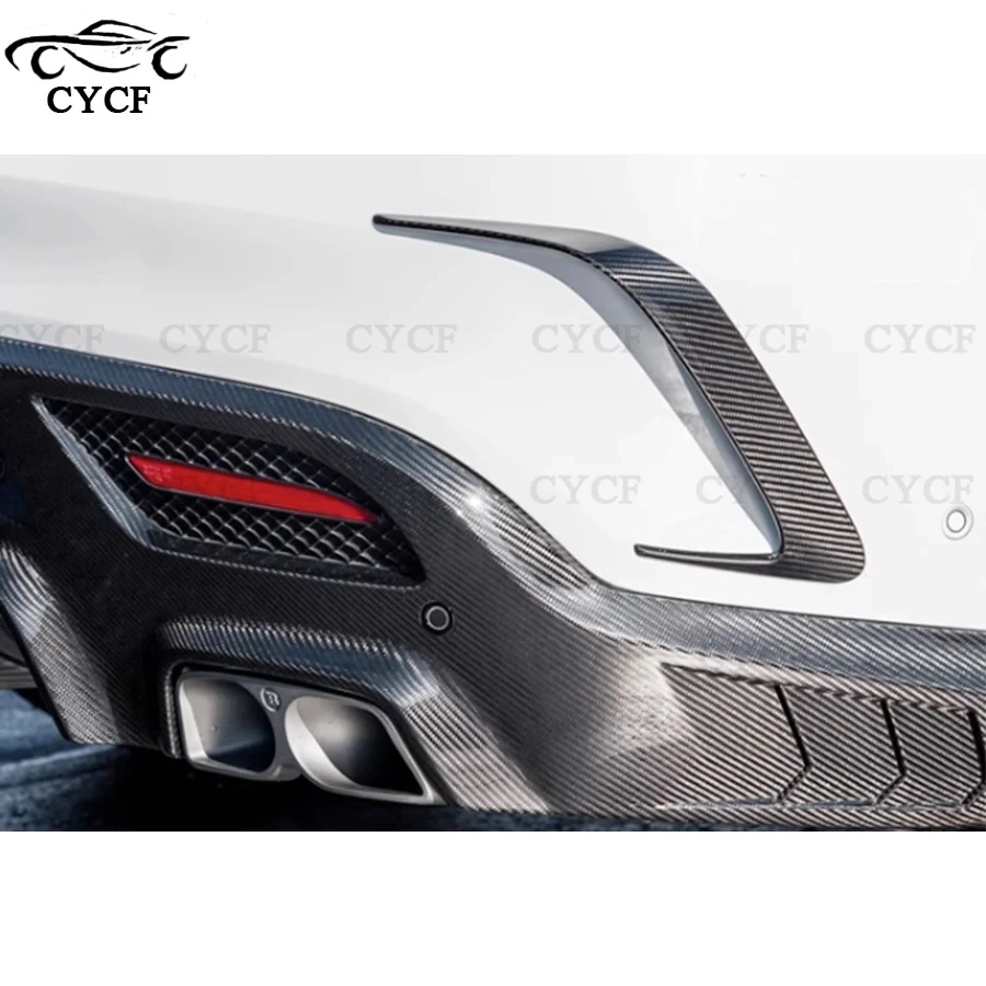 For Mercedes-Benz W167 GLE-Class GLE53 AMG 2022+ Carbon Fiber Rear Bumper Wind knife Wind Blade Side Splitter Cover Frame Trim