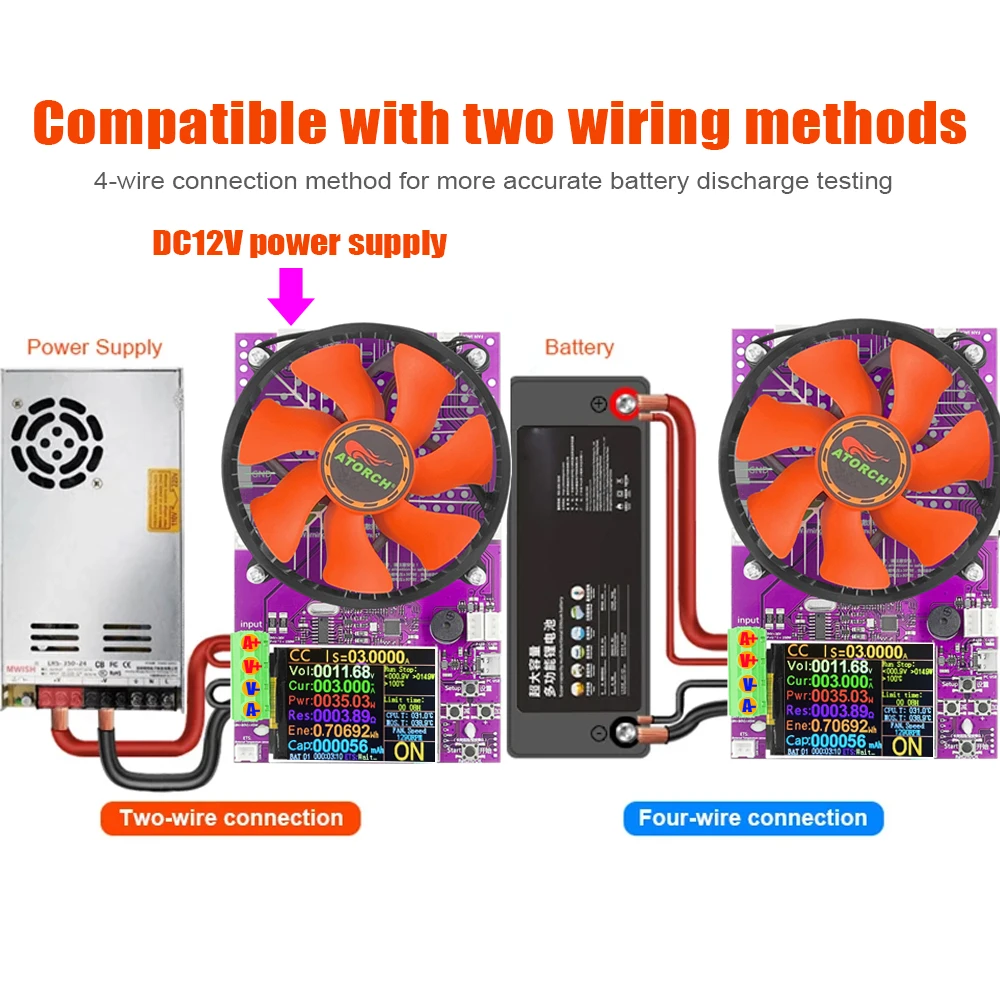 CL24 4-Wires WiFi Tuya 2.4inch TFT 1.2V AAA Smart 18650 Battery Capacity USB Tester 150W Electronic Load Power Discharge Tester