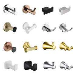 Black Painted Stainless Steel Clothes Hook Wall Mounted Mirror Chrome Towel Hook Bathroom Hardware Robe Hook Golden White Grey