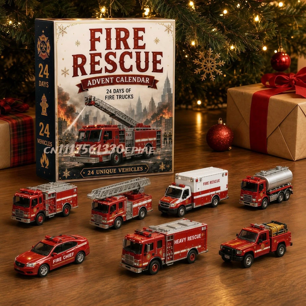 Fire Rescue Advent Calendar 2026, 24-Day Christmas Advent Calendar with Fire Truck and Rescue Vehicle Designs Surprise Gift image 6