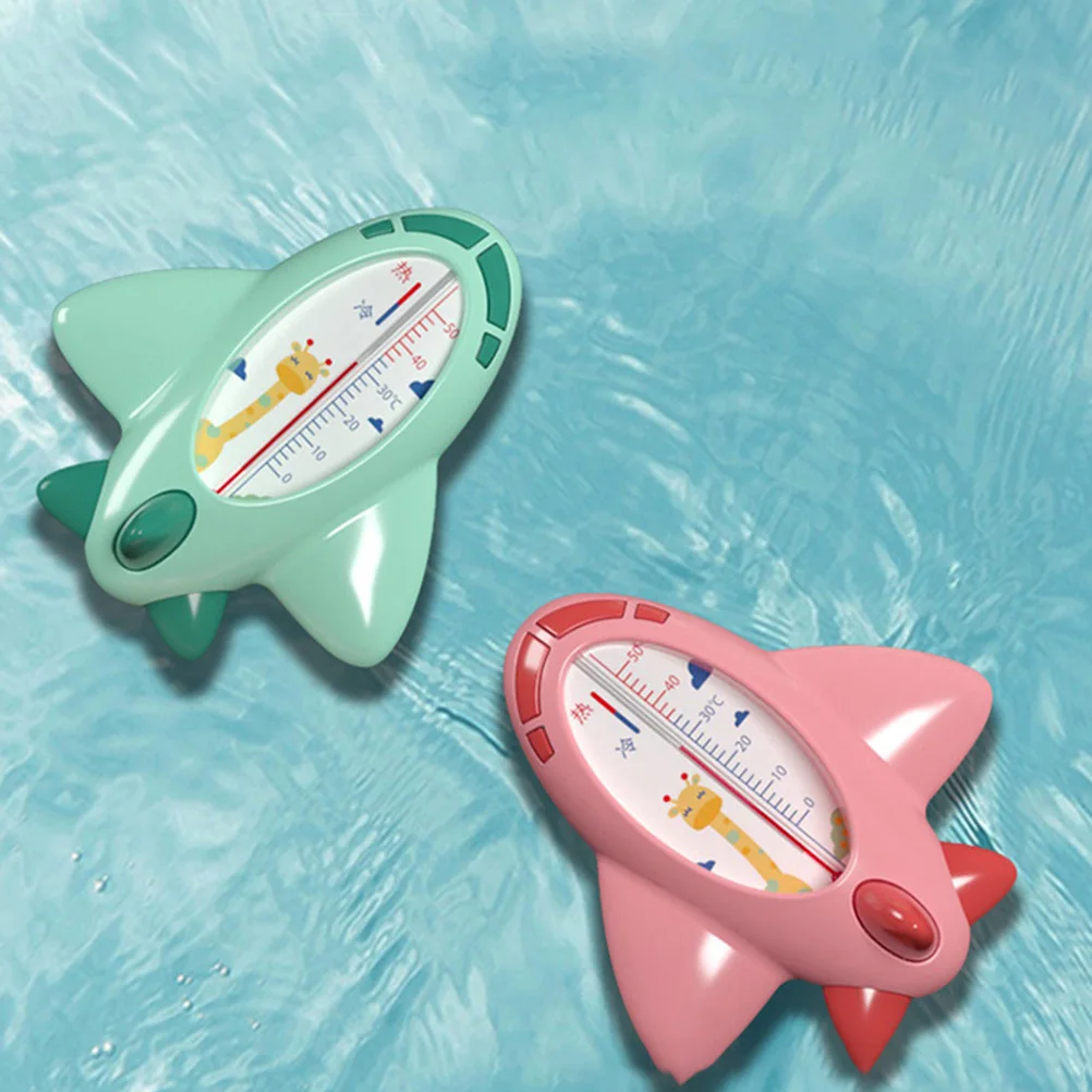 

1pc Baby Bath Water Thermometer Tub Thermometer Green Creative Cartoon Plane Pp Material Quick Accurate Measurement