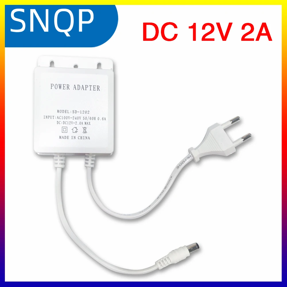 Waterproof DC12V 2A EU Power Adapter For Surveillance CCTV Security Cameras AHD Camera DVR NVR Input AC100V-240V 5.5mm*2.1mm