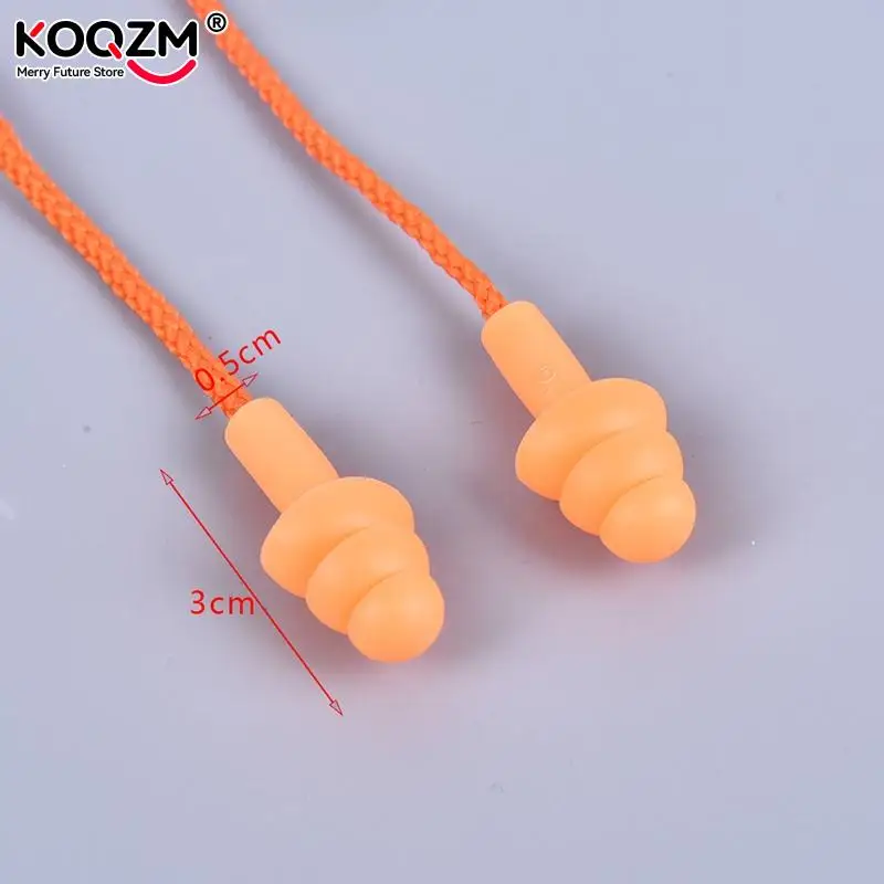 2pcs Soft Anti-Noise Ear Plug Waterproof Swimming Silicone Swim Earplugs For Adult Children Swimmers Diving With Rope 2pcs