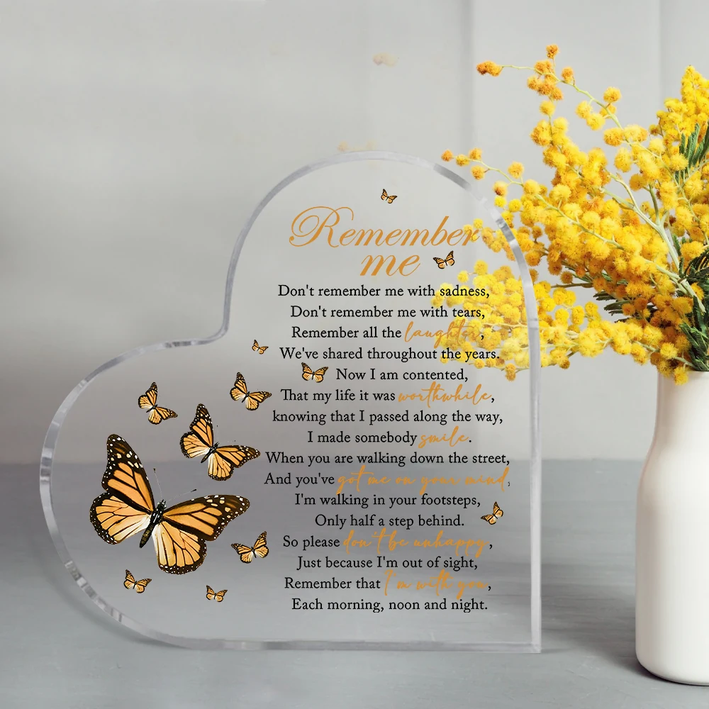 Acrylic Heart Shape Memorial Bereavement Gift Paperweight Remembrance Decorations Funeral Grief Condolence Memorial Ornaments