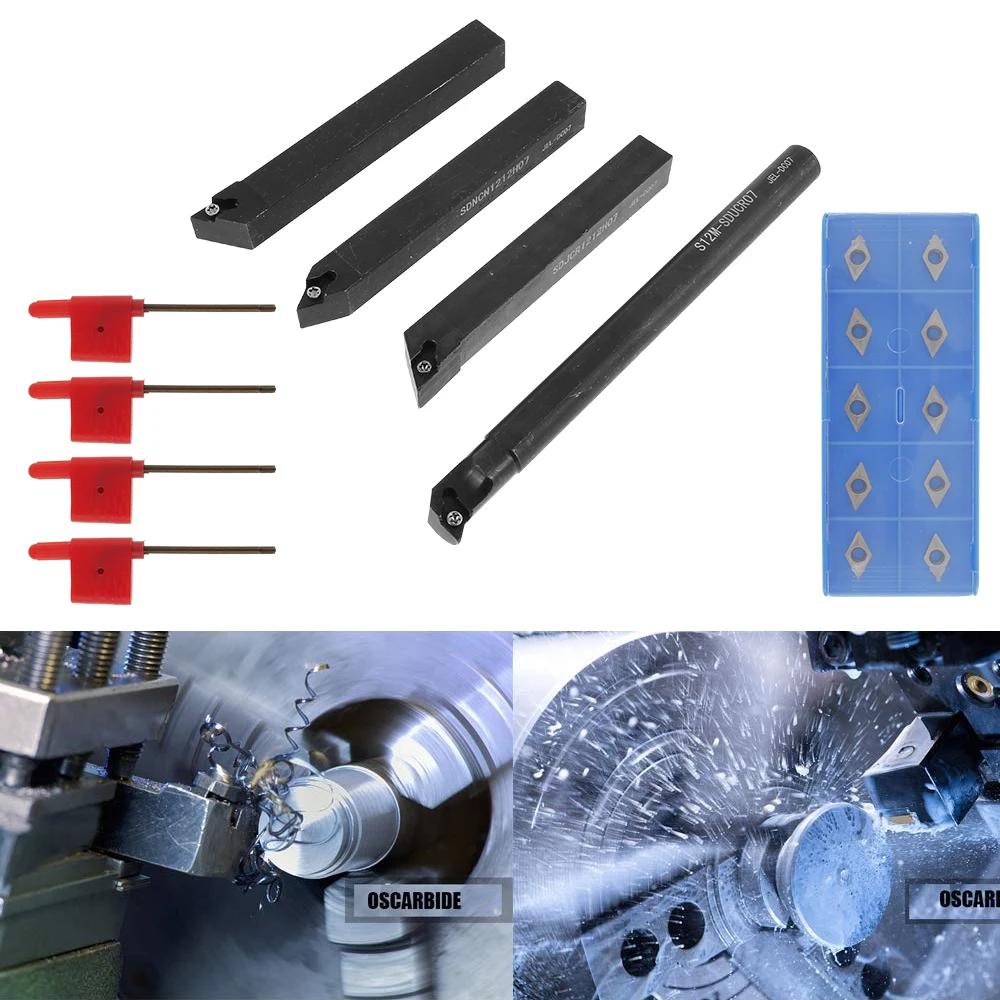 

Lathe Tool Holder Indexable Carbide Turning Tool Holder with 10pcs Carbide Inserts Lathe Cutting Tool Power Tool Accessories for