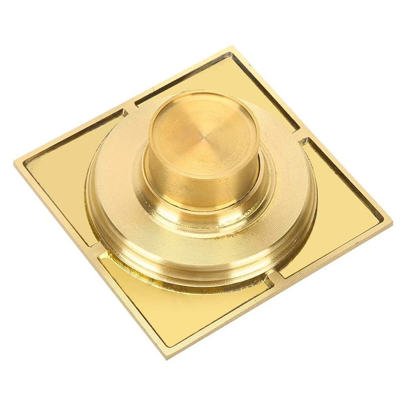 Brass Square Floor Drain Shower Bathroom Sink Drain 4X4 Inch Anti-Odor Copper Floor Drain For Kitchen Toilet Household