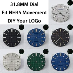 31.8MM Single Calendar Watch Black Dial Green Luminous Dial for NH35/NH36 Movement Accessories Green illuminated dial and hands