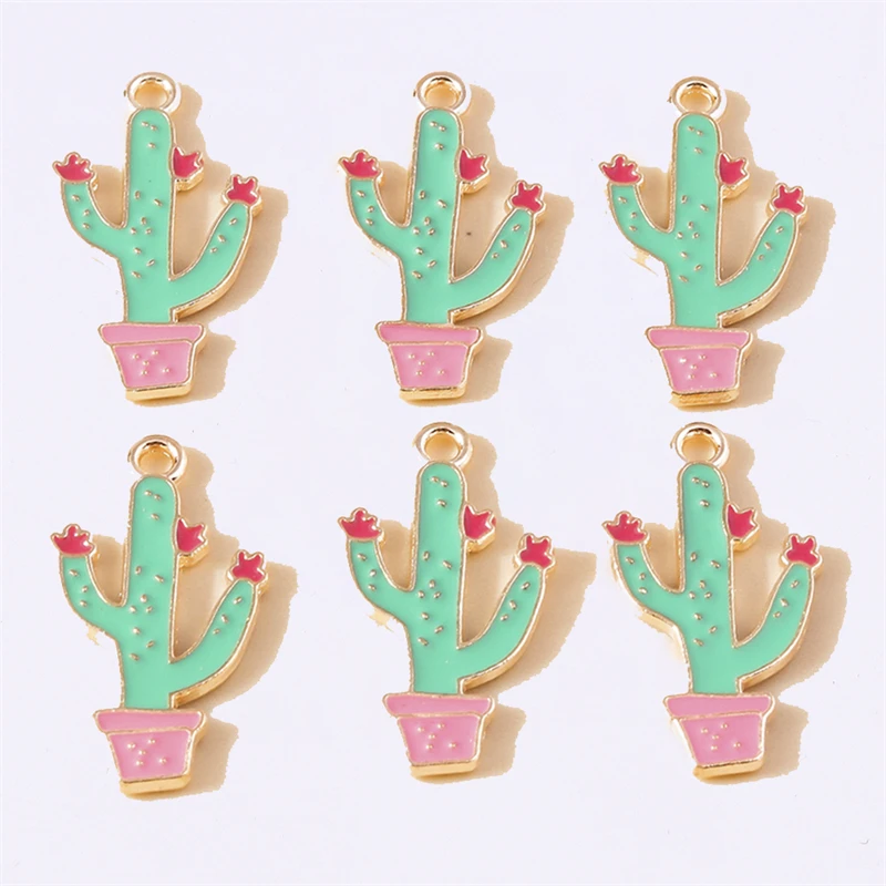 

Duarte 20Pcs/Lot Cute Enamel Plant Cactus Charms Pendants for Jewelry Making Necklaces Earrings Bracelets Accessories DIY Gifts