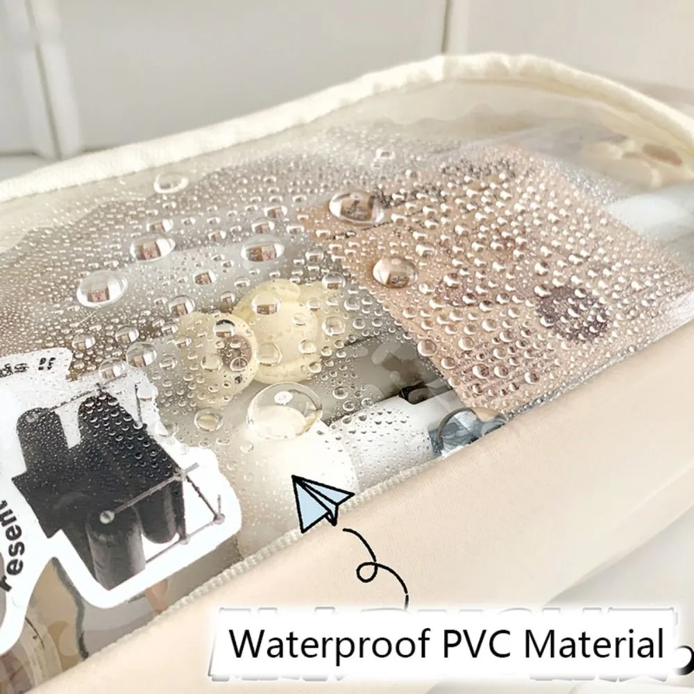 Portable Large Capacity Pen Bag Multi-function Waterproof Cosmetic Bag Double-layer Transparent Stationery Bag Students