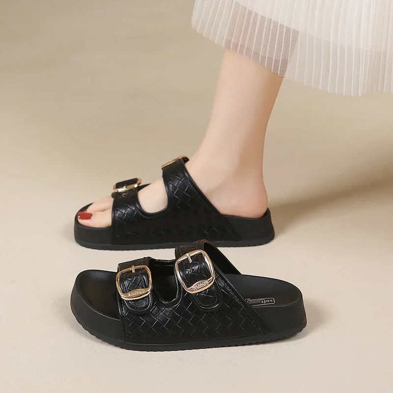 Flexible Cushioned Daily Summer Beach Slides Anti Skid Lightweight Sole for Home Shower and Casual Neighborhood Outdoor Walks