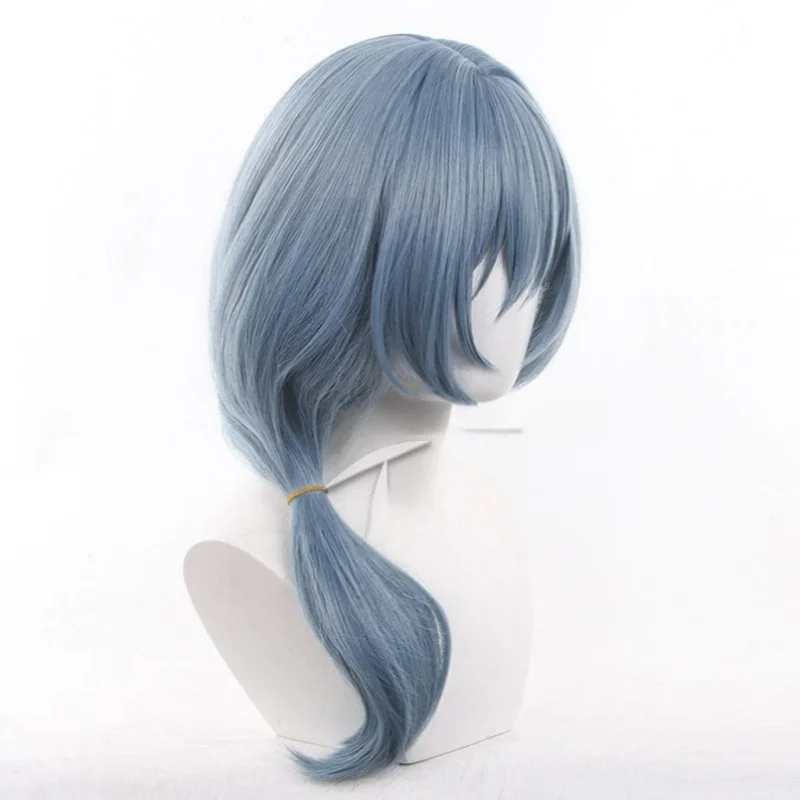 أساهي روكا أنيمي لعبة بانج حلم تأثيري شعر مستعار أزرق من جانب واحد منخفض ذيل حصان الشعر فتاة النساء ComicCON أداء الحفلات + غطاء شعر مستعار