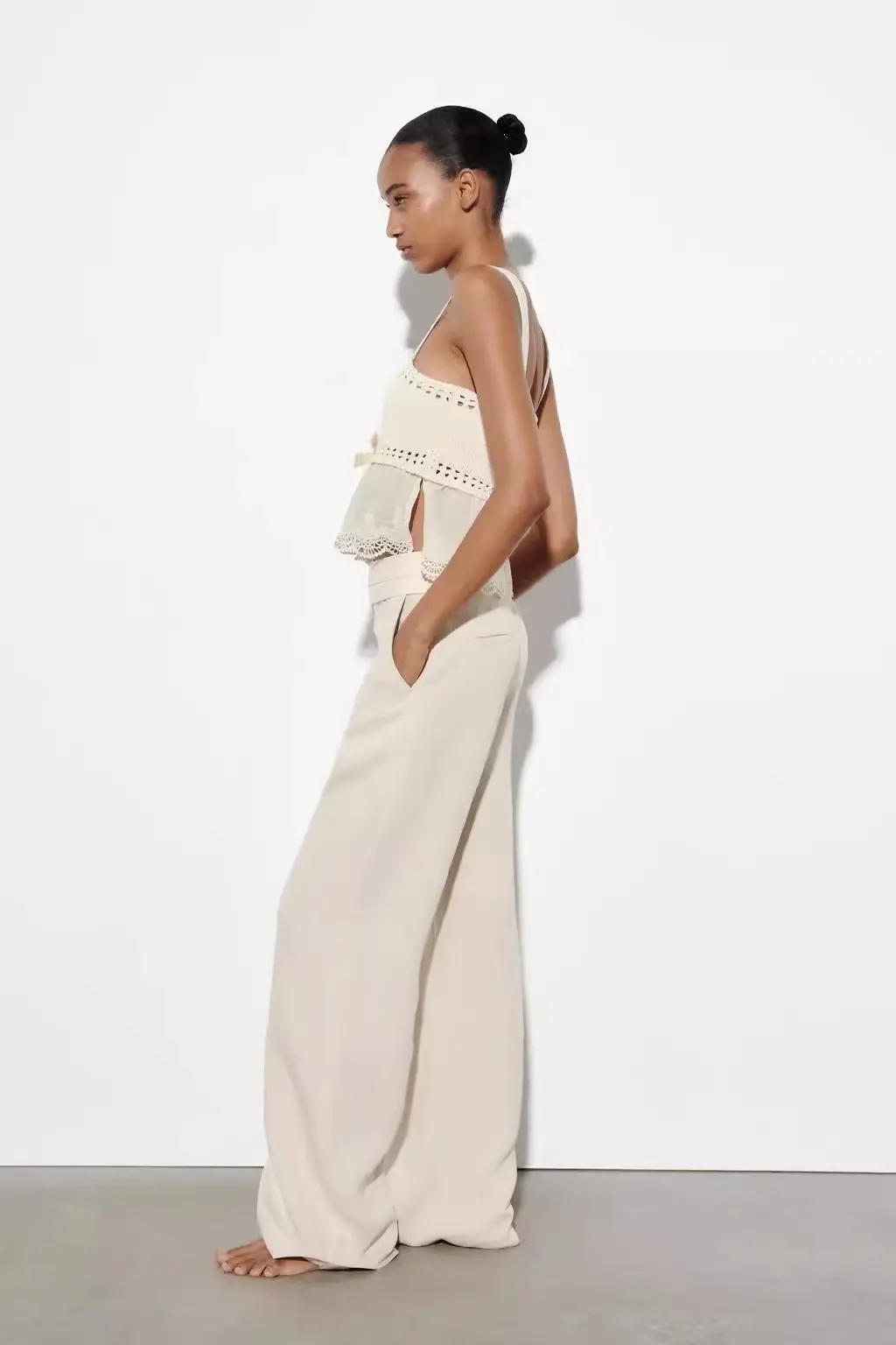 

Новинка 2024, вязаный жилет с узлом, топ, женский модный спортивный жилет, цвет, летний сезон, стандартная длина