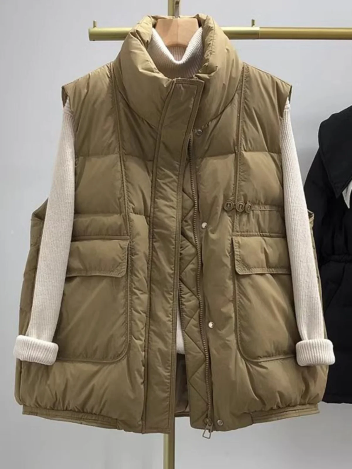 

Свободный женский пуховый жилет большого размера, модный, цветной, с воротником-стойкой, универсальный, весенний, трендовый, верхняя одежда