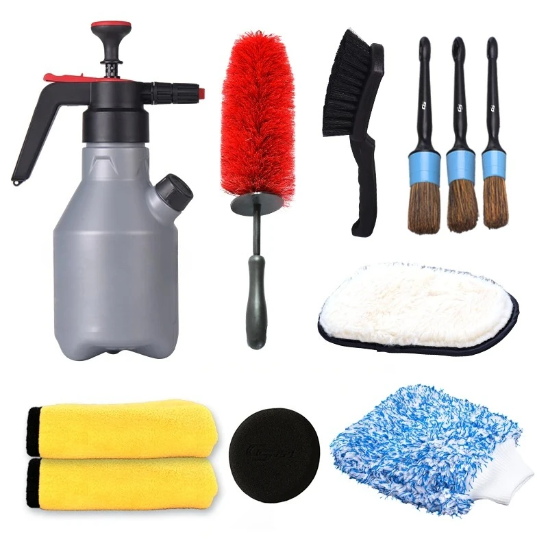 

Car Cleaning Kit Supplier Detail Brush Manual Foaming Sprayer Professional Car Wash Kit Set