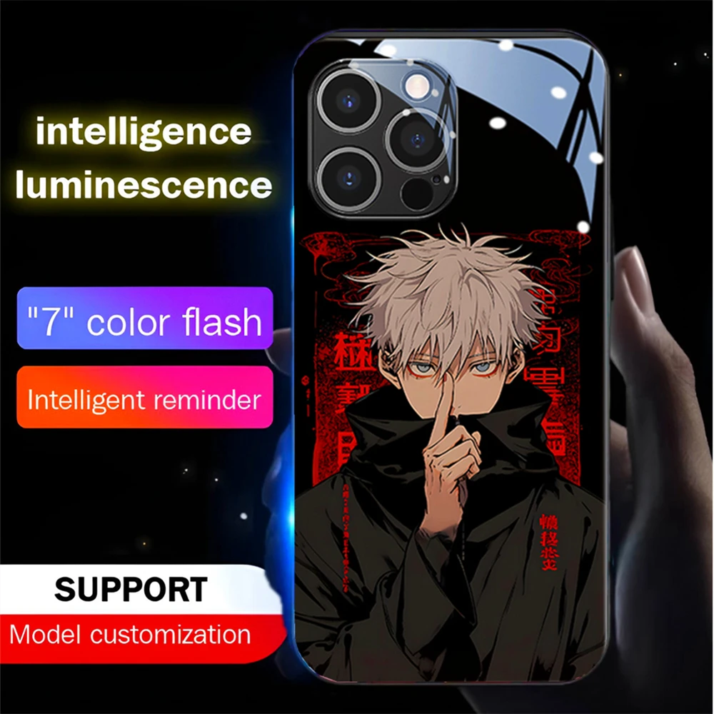 

Hot Anime Role Voice Sensing LED Light Up Glowing Luminous Phone Case For Samsung S24 S23 S22 S21 S20 FE Note 10 20 Plus Ultra
