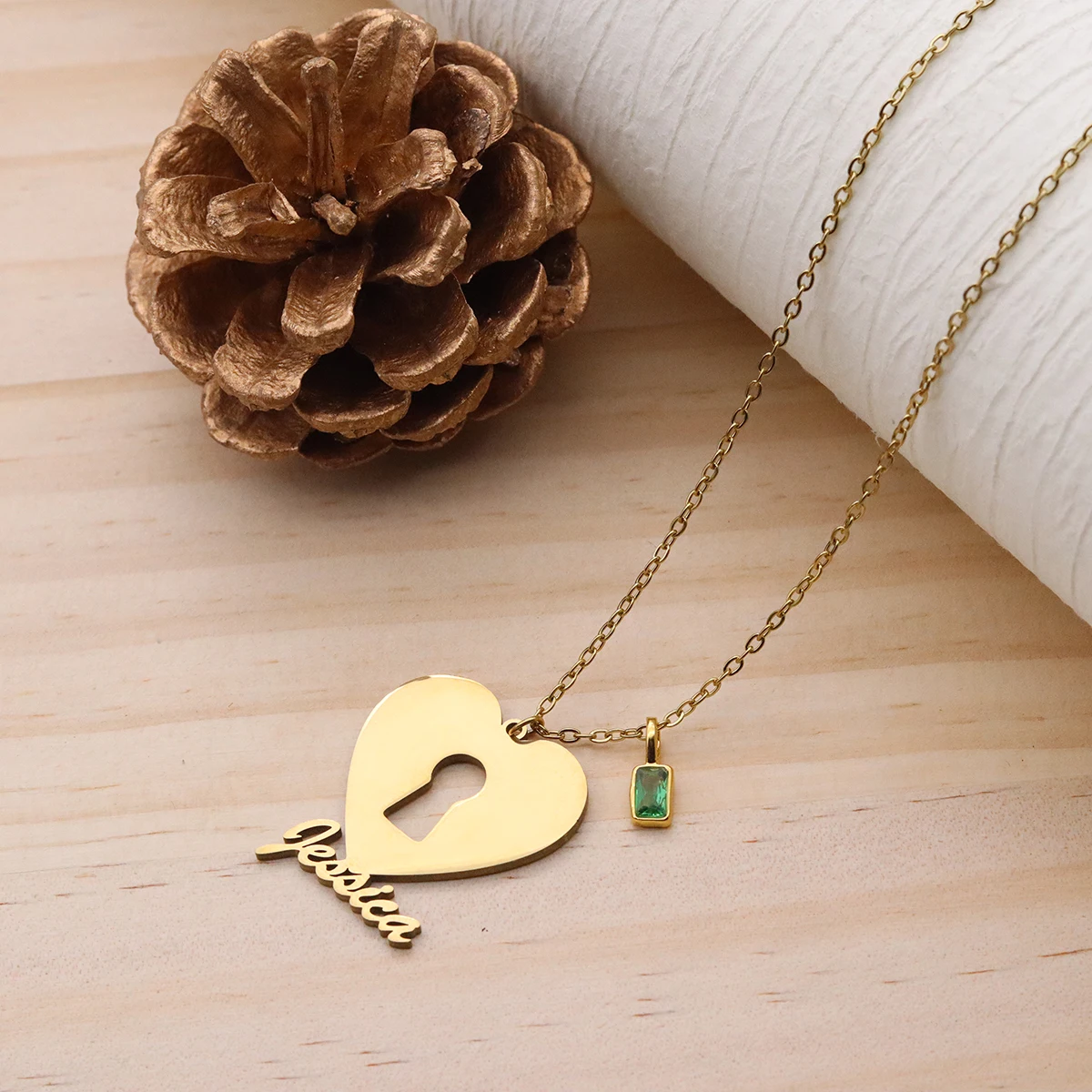 

Chandler Custom Name Heart Lock Pendant Necklace Stainless Steel Exquisite And Cute Wedding Party Jewelry For Women