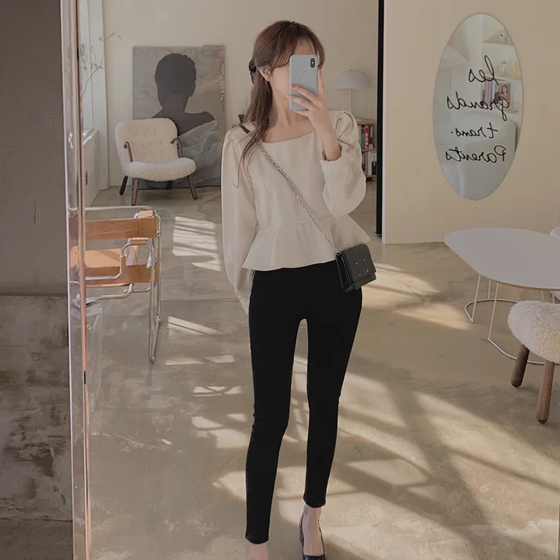 Camisa Feminina Estilo Retrô Primavera Outono Nova Chegada Design Manga Sino Único Elegante Atemporal Estilo Campestre Francês