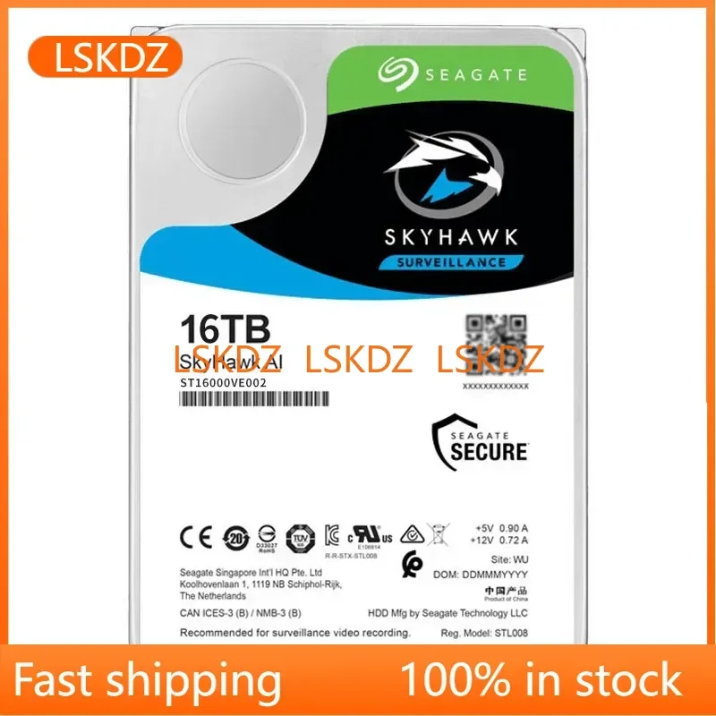 

Для Seagate Skyhawk AI 16TB SATA 256MB 3,5 внутренний жесткий диск (ST16000VE002) Новый