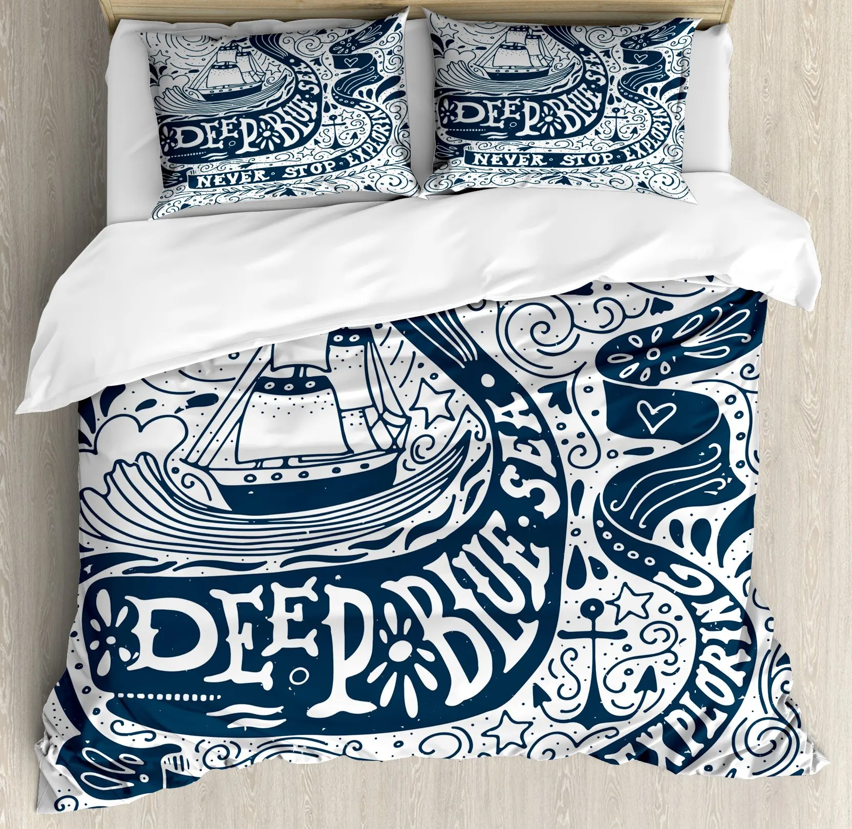 Abstract Whale Bedding Set Full Size with Pillowcase, Marine Animal Bedding Set 3pcs for Kids Boy Girls Room Decor, Soft Bedding