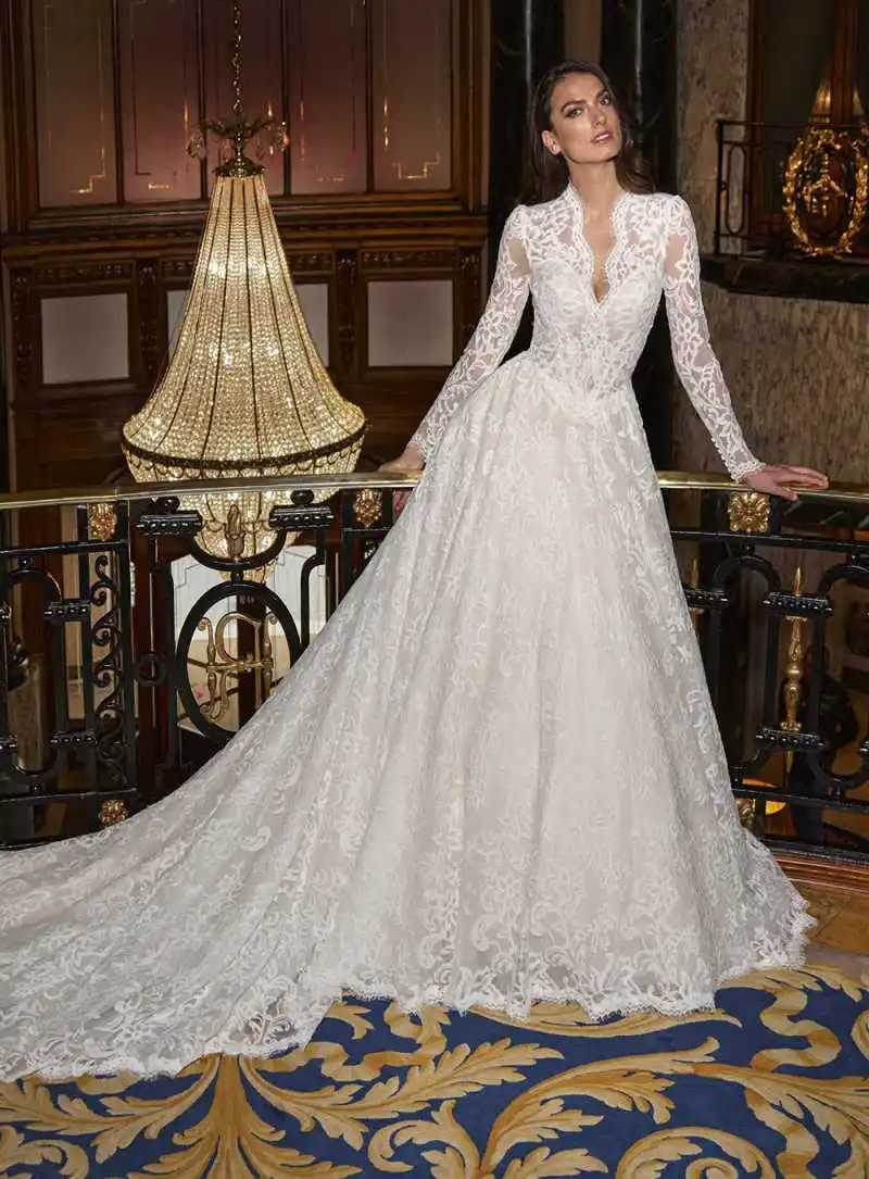 Elegant Mermaid Gown Wedding Dresses Crystal Appliques Lace Bridal Gowns Vestidos De Novia Customized