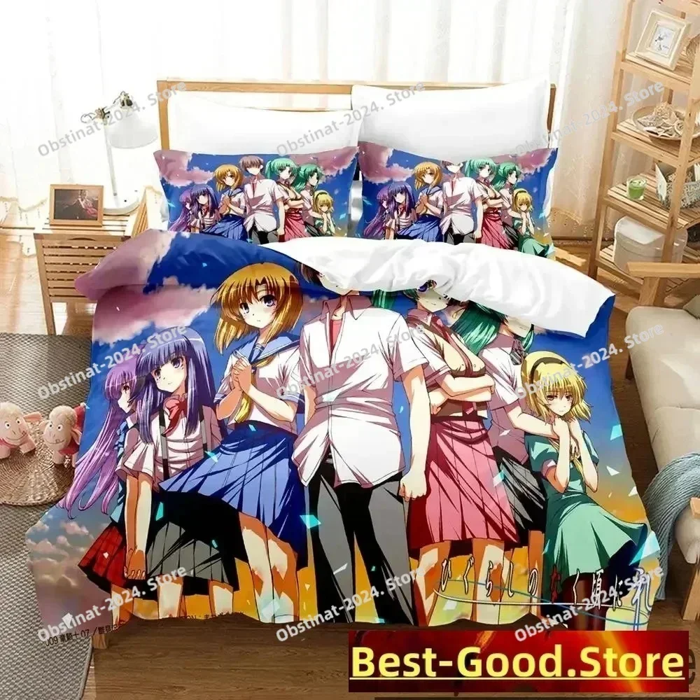 Anime Higurashi When They Cry Bedding Set 3D Duvet Cover Bed Set Quilt Cover Pillowcase Comforter king Queen Size Boys Adult