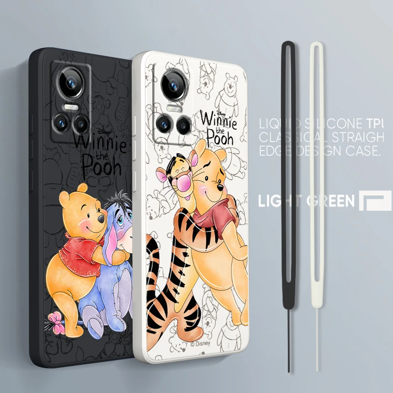 Winnie Pooh Bear Friends For OPPO Realme GT Neo 3 2 Master 8 9 Narzo 50A 50i Reno 7 Silicone Soft Liquid Rope Phone Case Cover