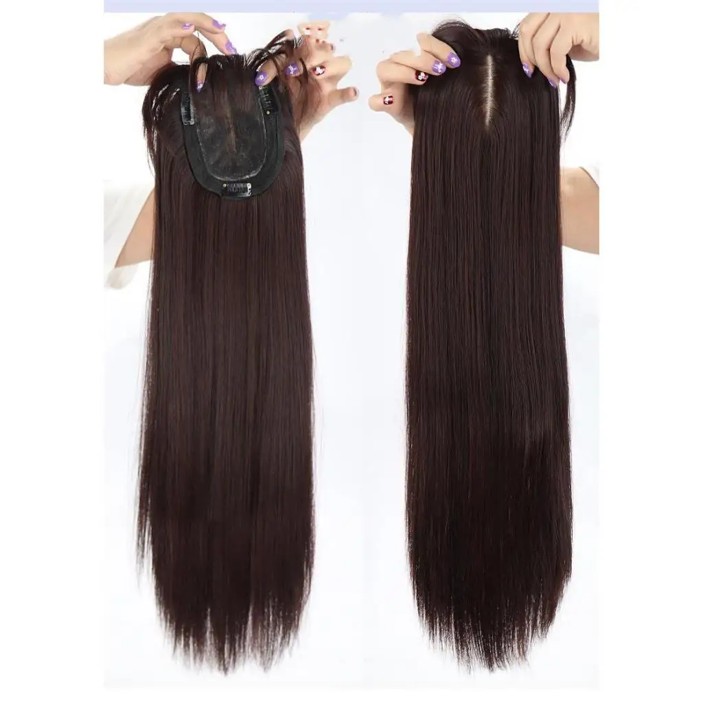 28in Long Black Straight Wig with Air Bangs for Women Heat Resistant Elegant Fashion Synthetic Wig for Daily Wear and Cosplay