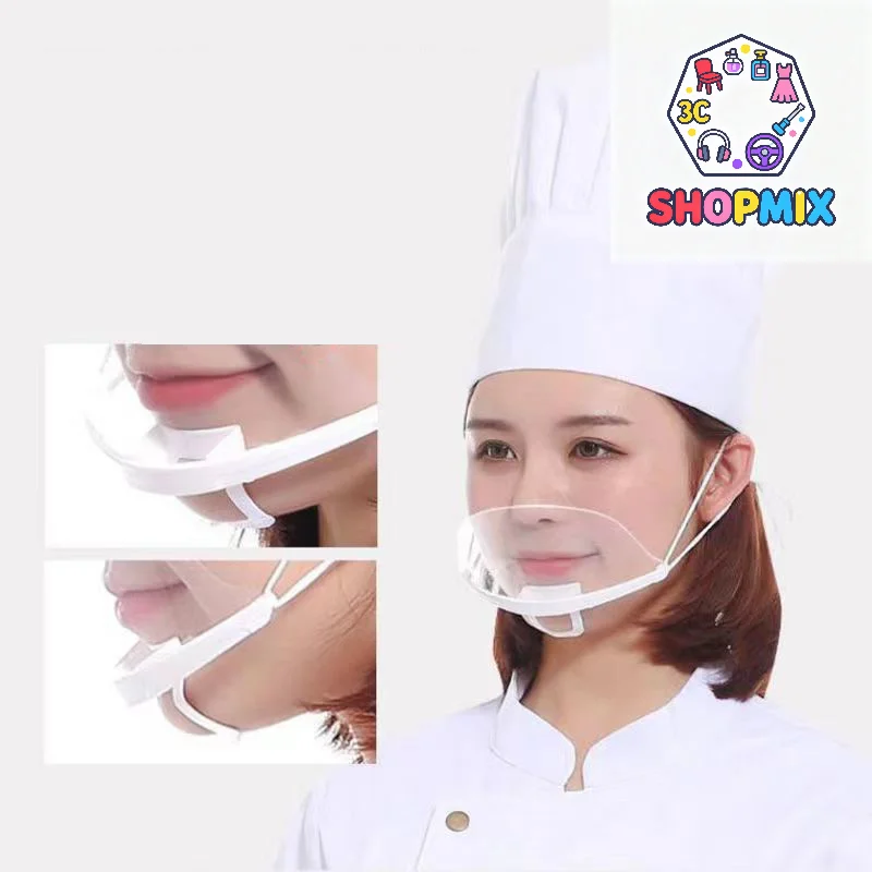 20PCS Clear Plastic Catering Mask Hotel Beauty Chef Waiter Protective Mask Reusable Visible Splash Proof Mask