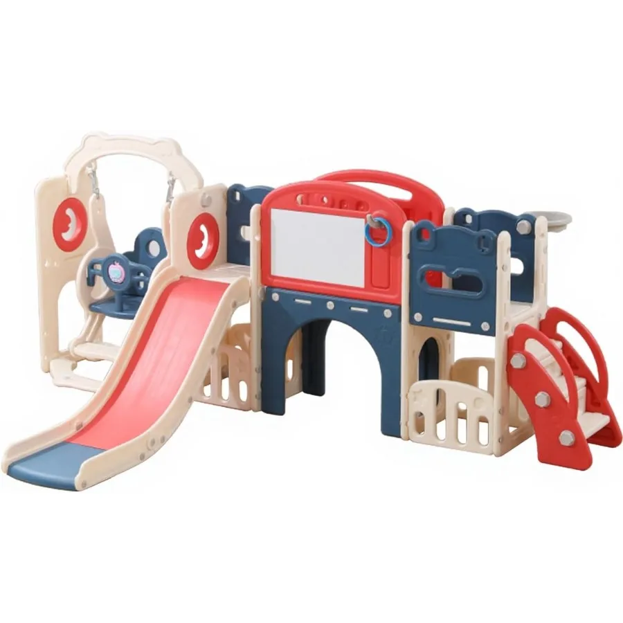 

12 in 1 Toddler Outdoor Playset with Swing Indoor Swing and Slide Set Playground for Toddlers 1-3 Years Old Durable Climber Bas