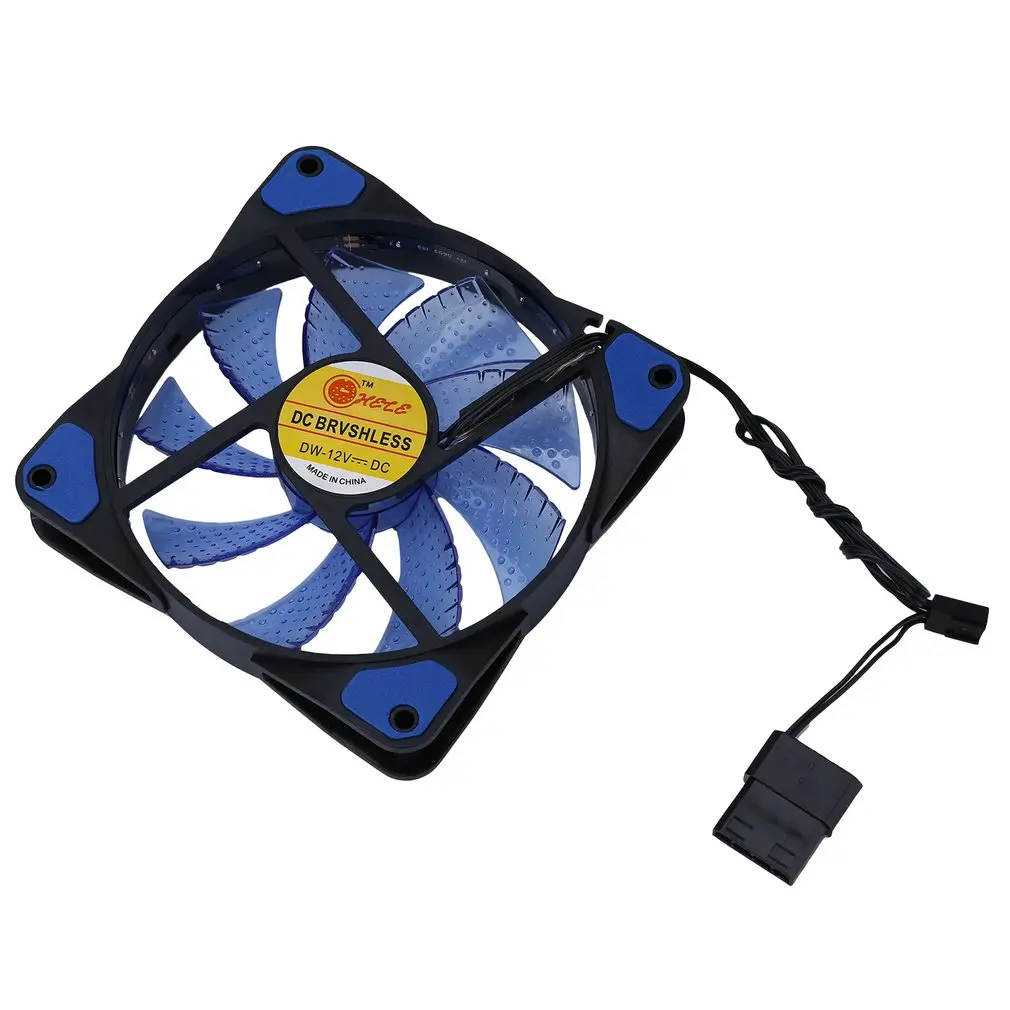 120mm LED Ultra Silent Computer PC Case Fan 15 LEDs 12V With Rubber Quiet Molex Connector Easy Installed Fan