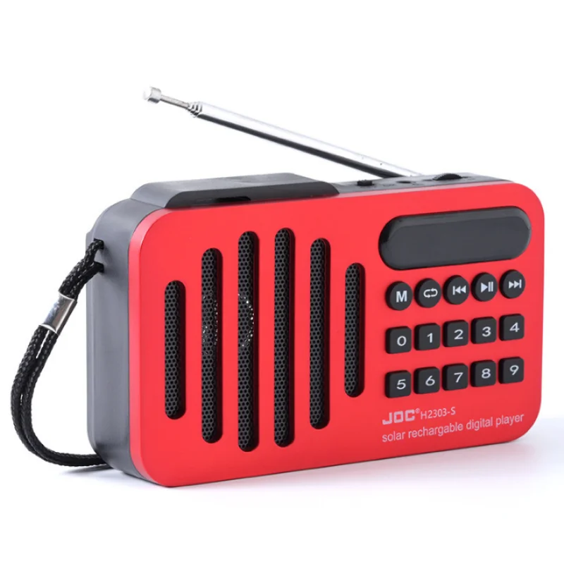 충전식 휴대용 FM 라디오 미니 태양광 블루투스 무선 스피커 USB TF 카드 지원 MP3 음악 플레이어 FM 라디오 수신기 포함