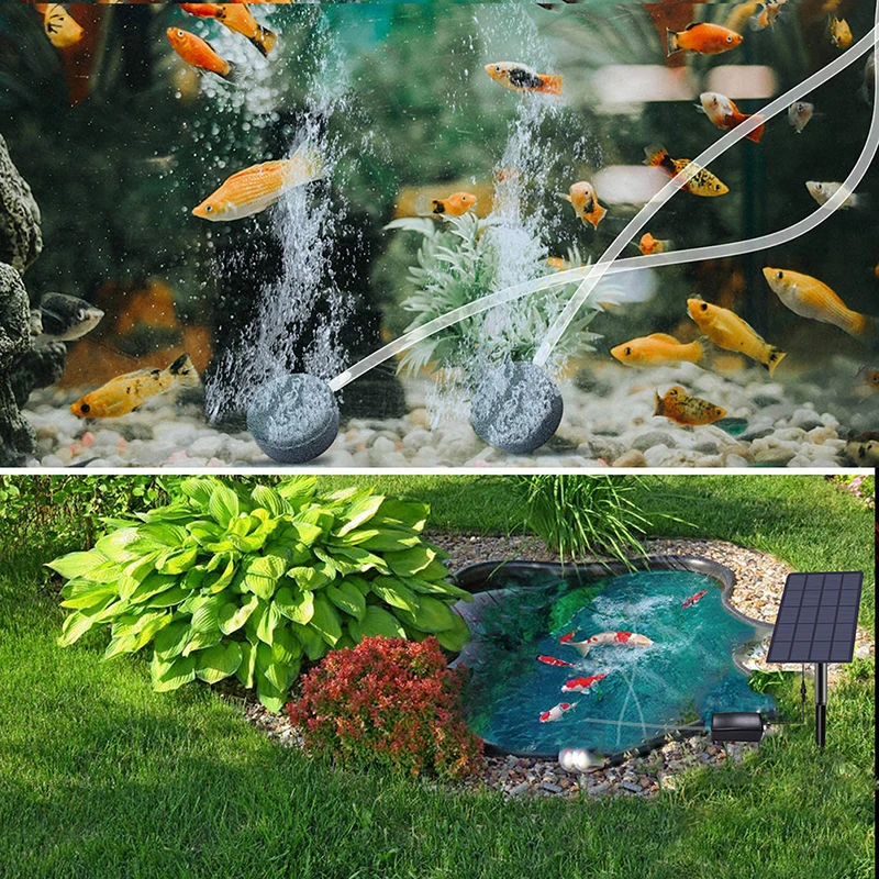 Household Solar Oxygenator Oxygen Pump 0.8L/MIN Solar Powered 2.5W Low Noise Air Pump For Garden Fountain Fish Tank Pool Pond