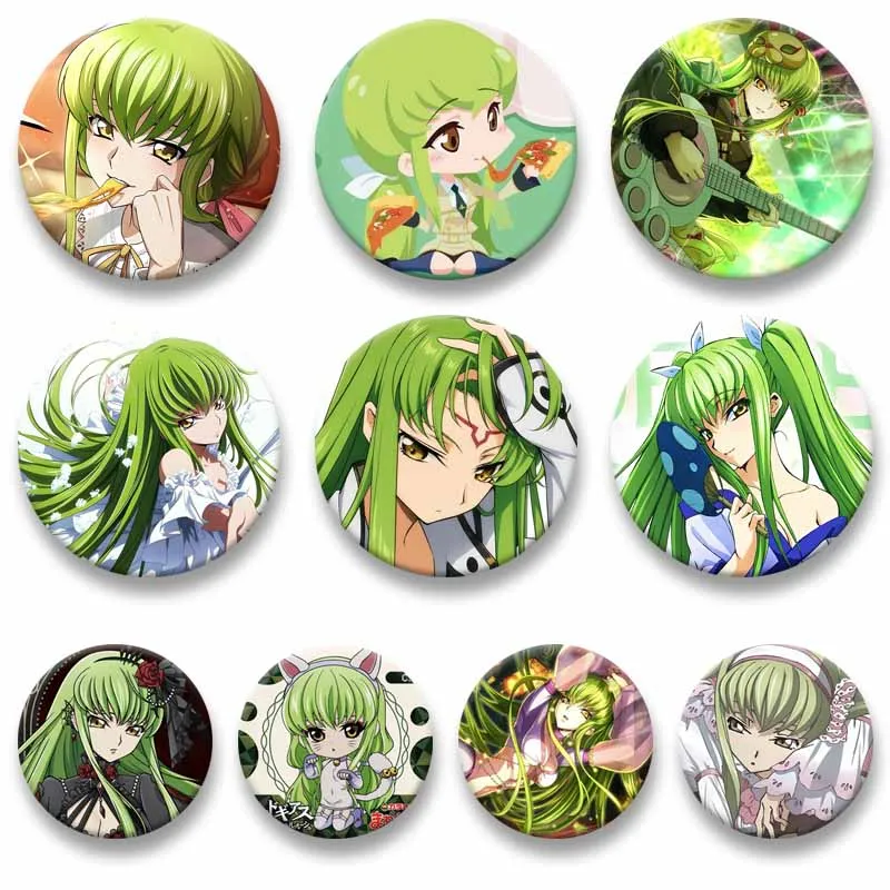 Cute Anime Code G-Geass C.C Button Pins Handmade Snap-in Badge Cartoon Role Playing Brooch Backpack Clothes Chest Ornament Gifts