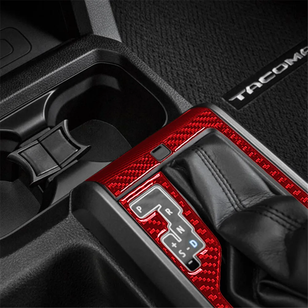 1 Set Red Carbon Fiber Car Interior Decoration Protection Cover Sticker Auto Styling Accessories For Toyota Tacoma 2016-2021