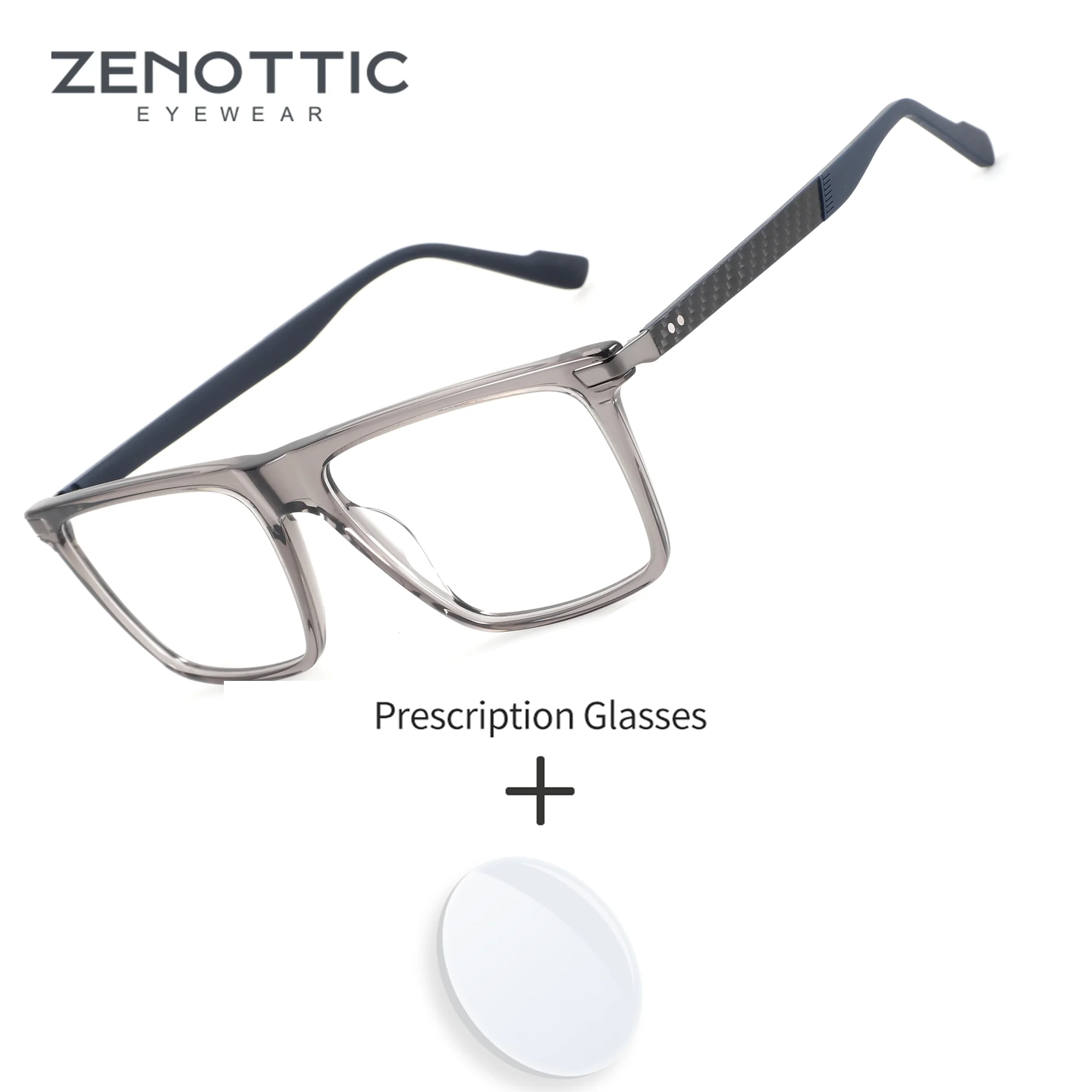 

ZENOTTIC Man Square Handmade Acetate Optical Lenses with Recipe Blue Light Filter Progressive Multifocal Prescription Eyewear