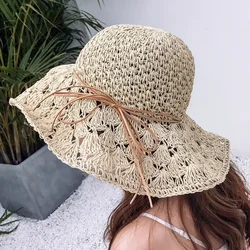 Foldable Straw Hats for Women for Summer Sun Hat Women Wide Large Brim Beach Hats Fashion Hat Femme Beach UV Protection Cap