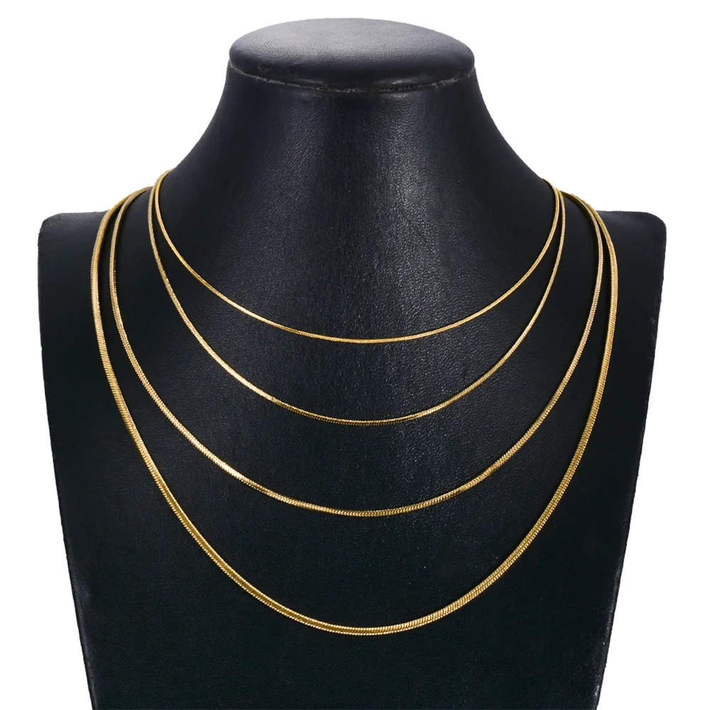 1 Stück, Breite 0,9 mm/1,2 mm/1,5 mm, goldfarbene quadratische Schlangenkette, Halskette für Männer und Frauen, Schmuck aus 316 Edelstahl. – Detail 7