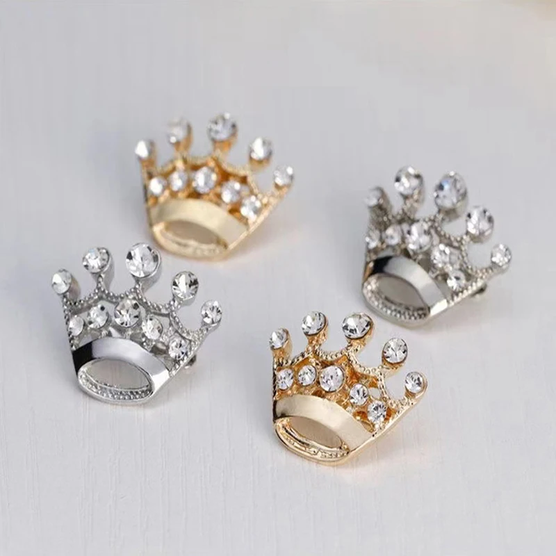 Style Small Crown Brooch Inlaid With Rhinestones Clothes Small Collar Pin Gold-plated Silver-plated Mini Pin