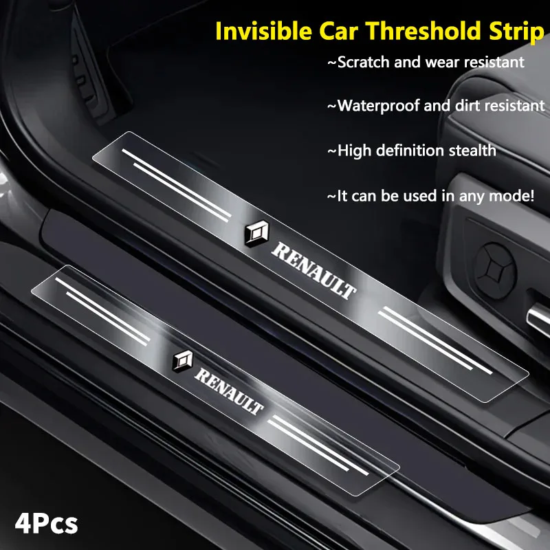 4pcs Transparent car threshold scratch protection sticker For Renault Megane 2 3 4 Twingo Clio Talisman Captur Trafic Scenic 2